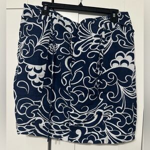 Navy and White Patterned Skirt